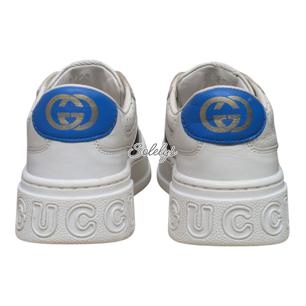 Gucci Kids Chunky GG Logo Leather Web White Blue Sneaker Toddler EU 25 US 9 - Picture 8 of 10